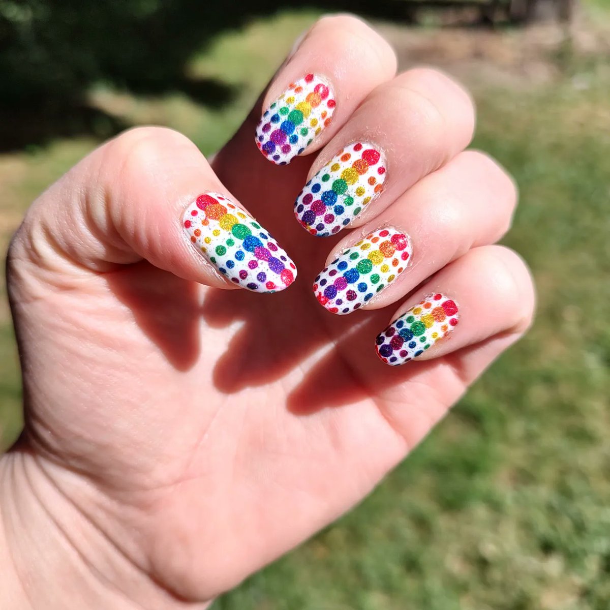 Rainbow nails for pride month using @nailogical  @holotaco polishes ❤️🧡💛💚💙🤎🖤🤍 #holotaco #rainbownails #pridenails