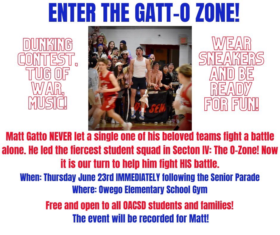 Make sure you stop by Thursday at OES to show your support and love for @mattygatty15 ❤️💙🏀 #OAtribe