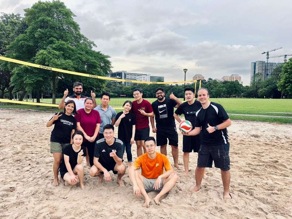 MGWacker's tweet photo. My whole team and I went out for a volleyball match and BBQ! I am proud of working with every one of them. Great young minds, great team spirit! #TheWackerLab #Teamworkers #DoItTogether  #NUSDepartmentOfPharmacy https://t.co/1ctv82pDDl