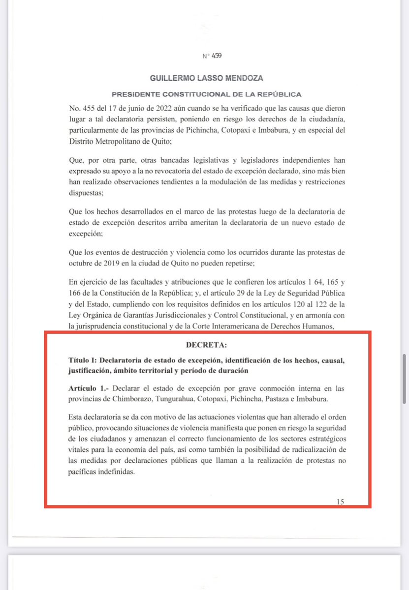 AndreBenavidesM's tweet photo. La @AsambleaEcuador ya no puede revocar el Decreto Ejecutivo No. 455 (estado de excepción) debido a su derogatoria a través del Decreto Ejecutivo No 459. 

En el orden del día del Pleno de hoy no consta el nuevo Decreto. Deberían convocar a una nueva sesión. https://t.co/v9YP7wWEKy