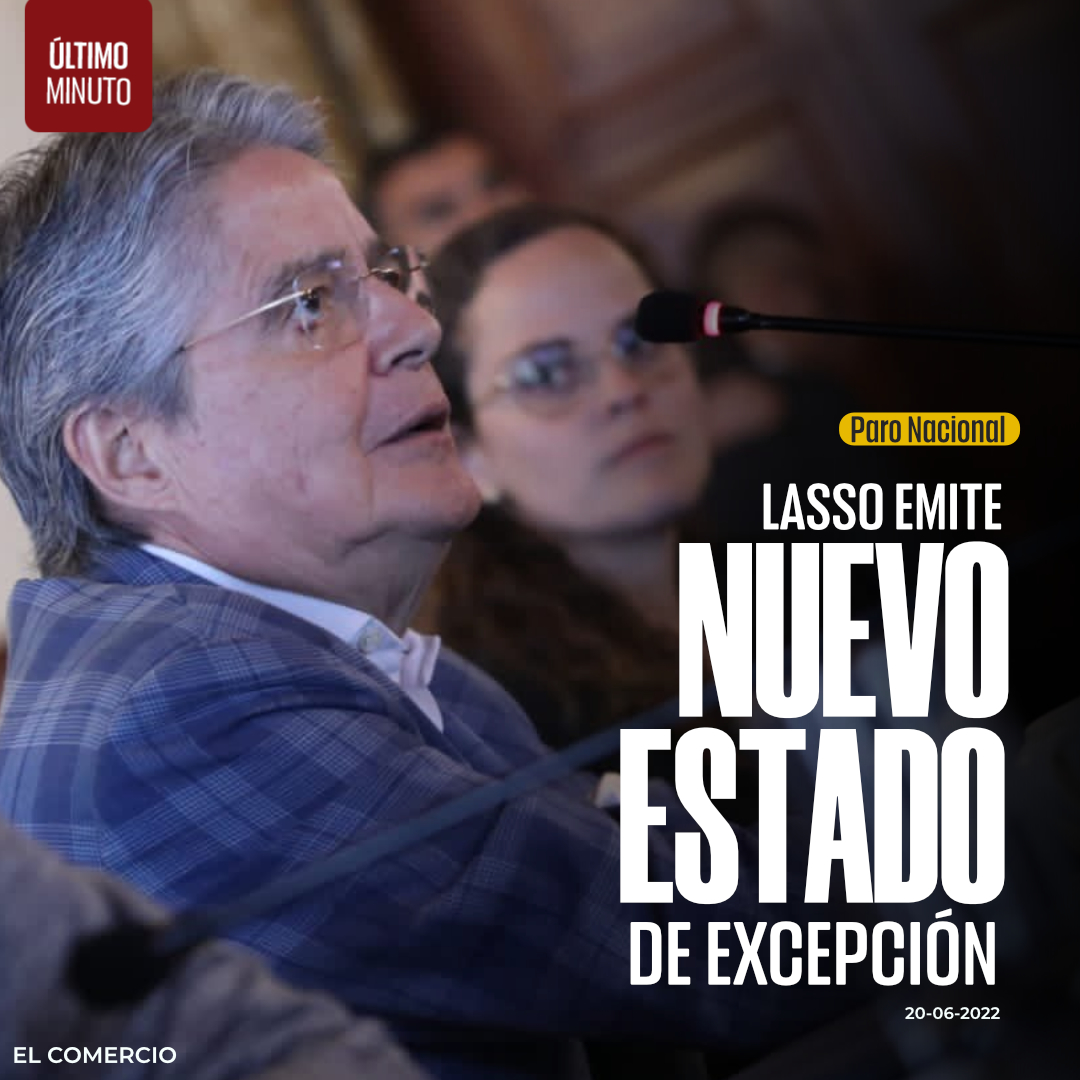 elcomerciocom's tweet photo. #ATENCIÓN | El presidente Guillermo Lasso derogó el estado de excepción publicado el pasado viernes 17 de junio y emitió uno nuevo » https://t.co/Z9IDSpgFsi https://t.co/iwyUNcW8Sc