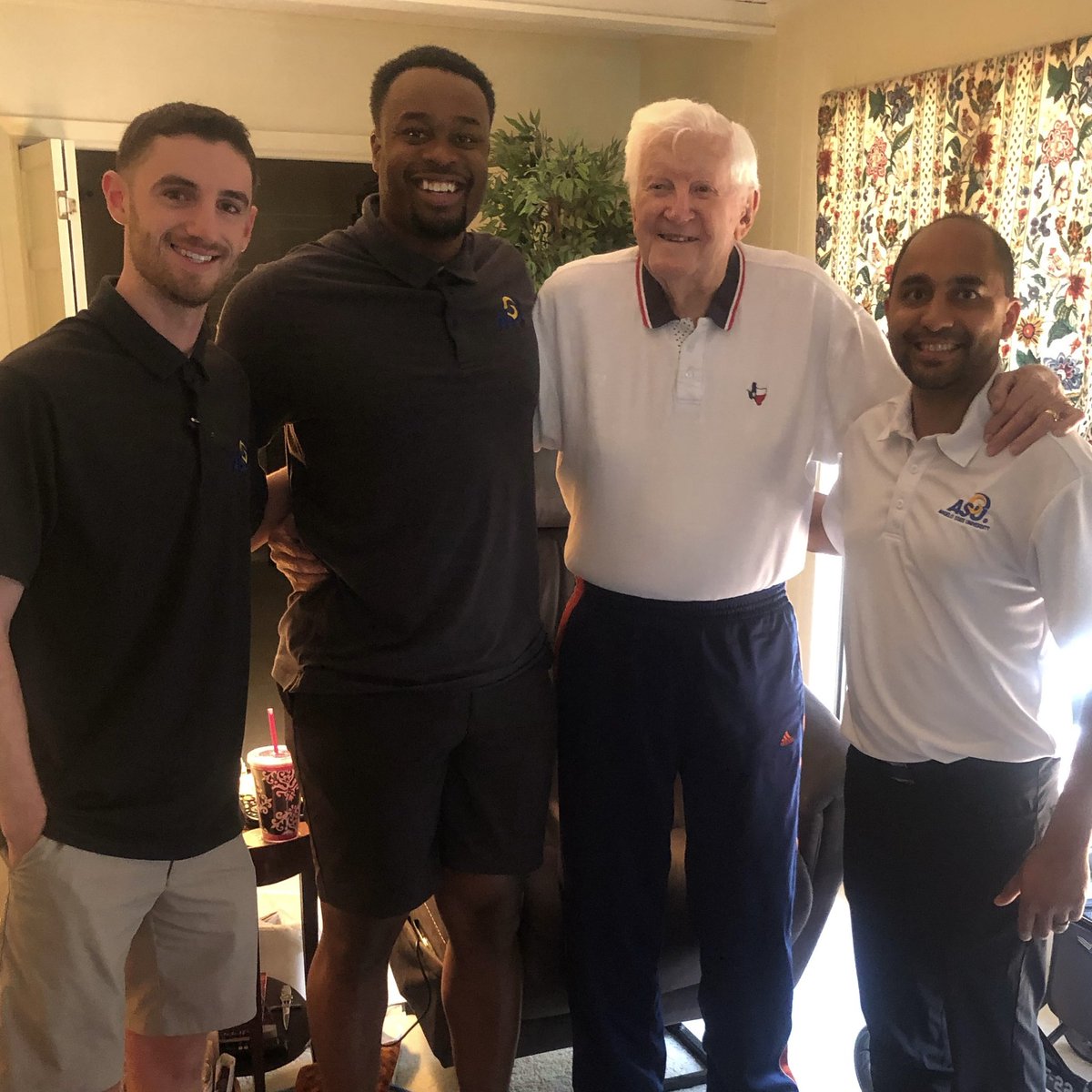What an honor for our staff to spend the afternoon hearing stories from ASU coaching legend, Phil George. #RamHoops | #RamFam
