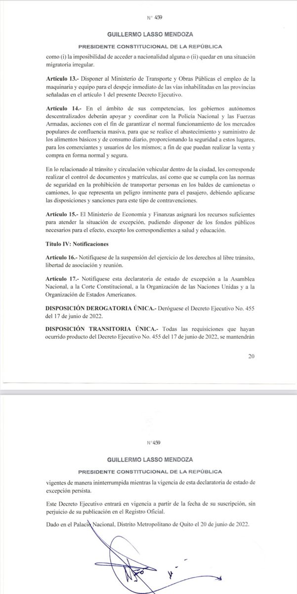 VillaFernando_'s tweet photo. URGENTE| El presidente @LassoGuillermo derogó el decreto que estableció el estado de excepción y promulgó el 459. Y ahora qué van a hacer los conspiradores golpistas en la @AsambleaEcuador https://t.co/HlVgCIXjOM