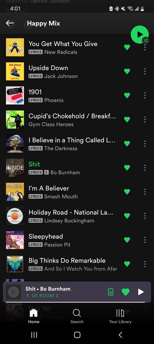 DerrickJ451's tweet photo. Shit appearing in my Happy Mix, isn't that I-R-O-N-I-C @boburnham https://t.co/GRGXJBTt4z