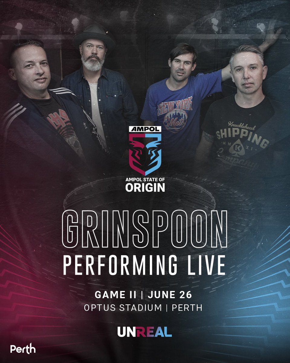 Grinspoon's tweet image. We are coming in hot to Optus Stadium for State Of Origin II &amp;gt; what tunes should we play? #origin #perth