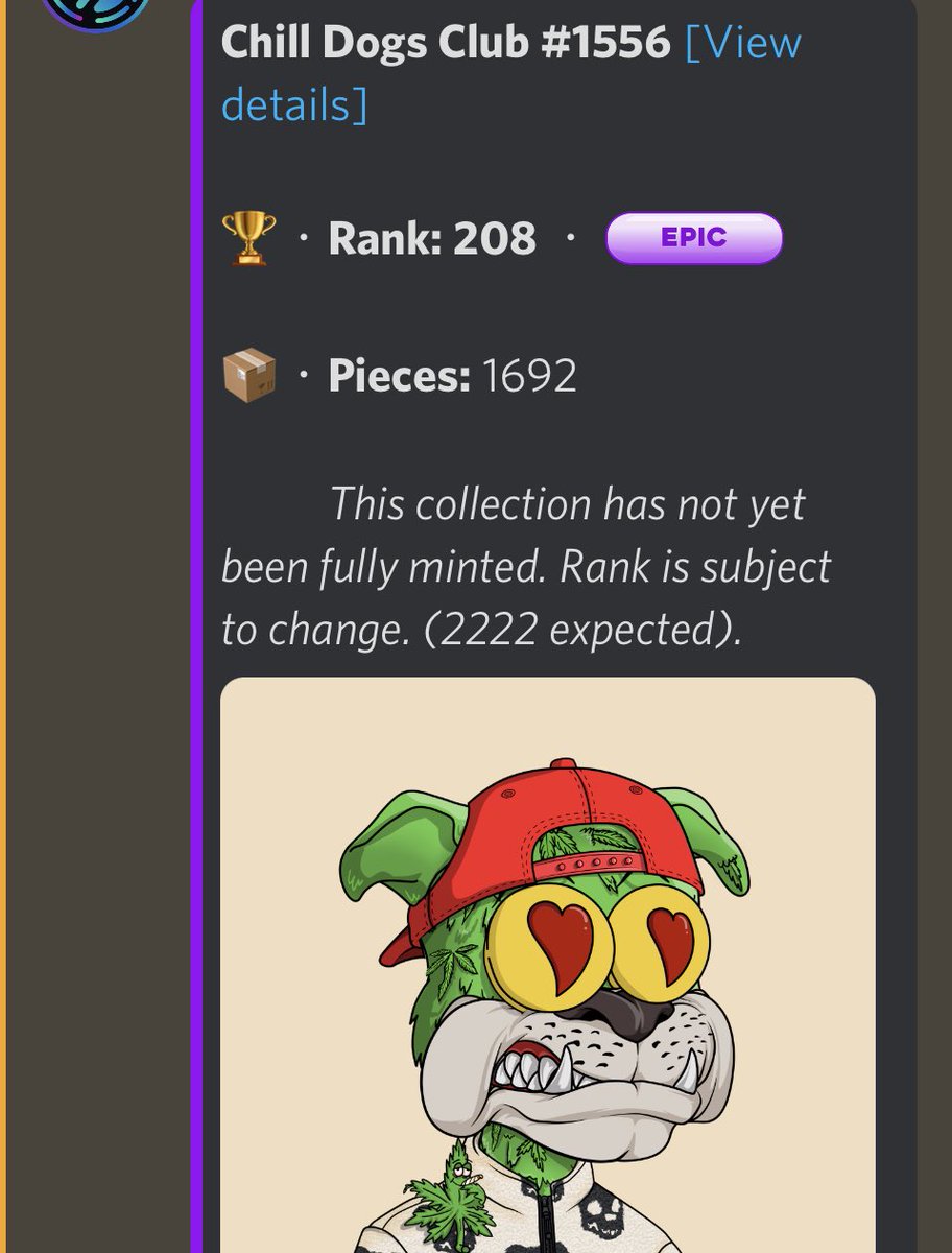 JakeCarruth's tweet photo. Andddd the rarity reveal says… EPIC @ChillDogsClub  @SolRarity_ #JustChill #ChillDogsClub https://t.co/DybBqZg5Ma