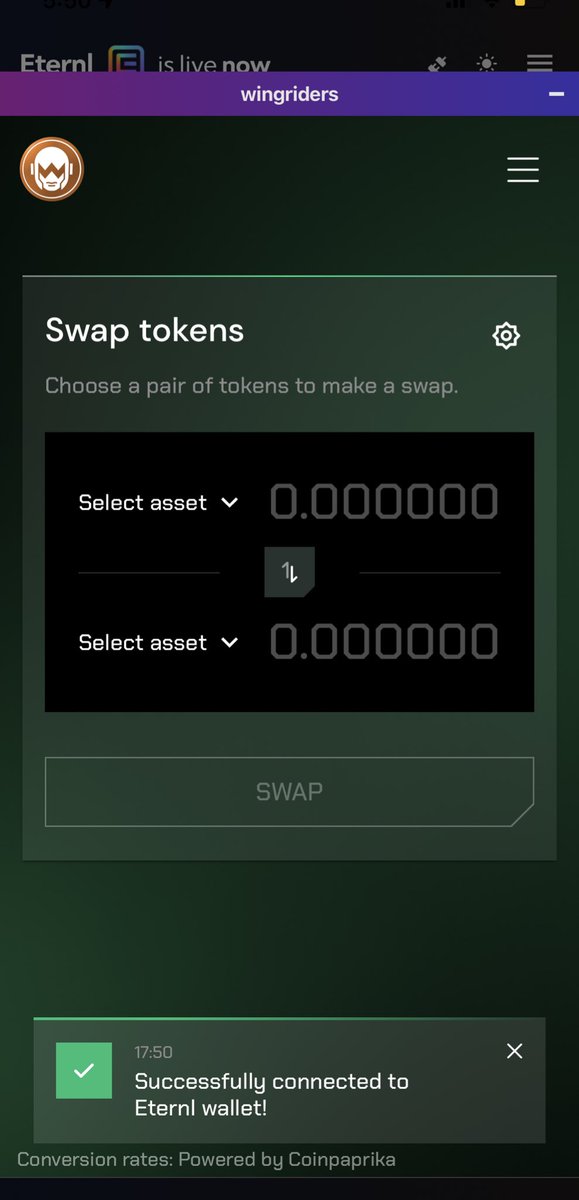 ARES_07's tweet photo. Thanks to Marcel @eternlwallet, @wingriderscom DEX is now working for iOS users!! #ADA #Cardano #WingRidersDEX #Eternl #dappbrowser #iOS https://t.co/4RWFoQADPz