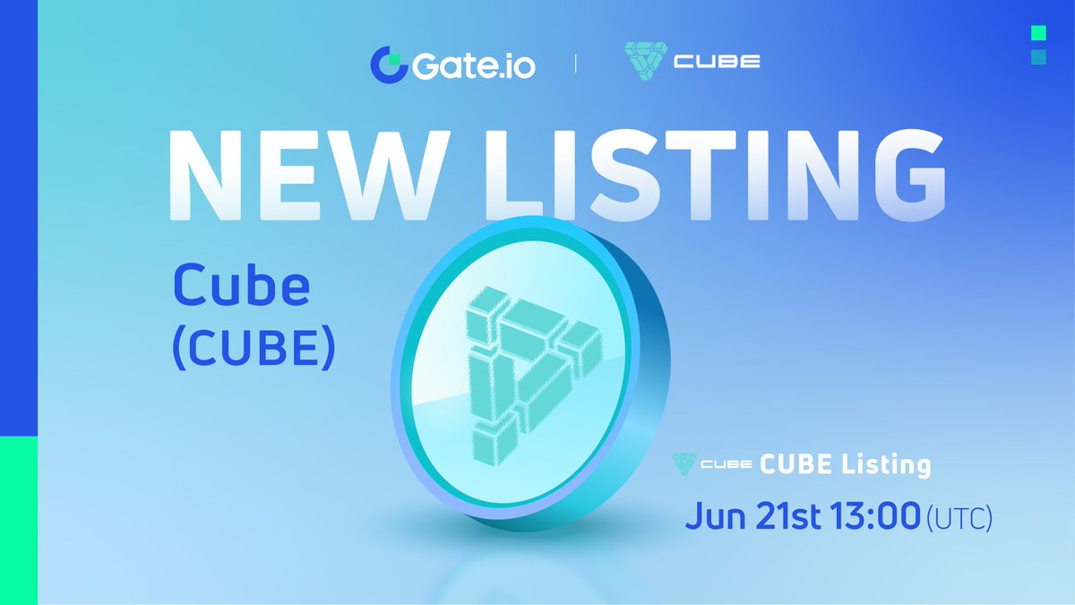 🎉Gate.io New Listing: $CUBE &amp; $1,000 giveaway🧧
Trading at  01:00 PM, 21st June (UTC) gate.io/trade/CUBE_USDT

🧧100 Lucky users will share up to $1,000
✅Follow <a href="/Gateio_Startup/">Gate.io Startup is now Gate Launch</a> &amp; <a href="/Cube0x/">HTX Builder BTCholder</a>
✅RT &amp; Like 
👉Participate:gleam.io/fpbof/gateio-s…

#Gateio #newlisting