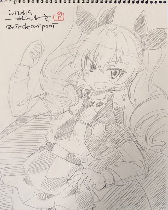 安斎千代美さんとソフトボール部投手なヨウコ(6/19プニケットにて描いたスケブより) 