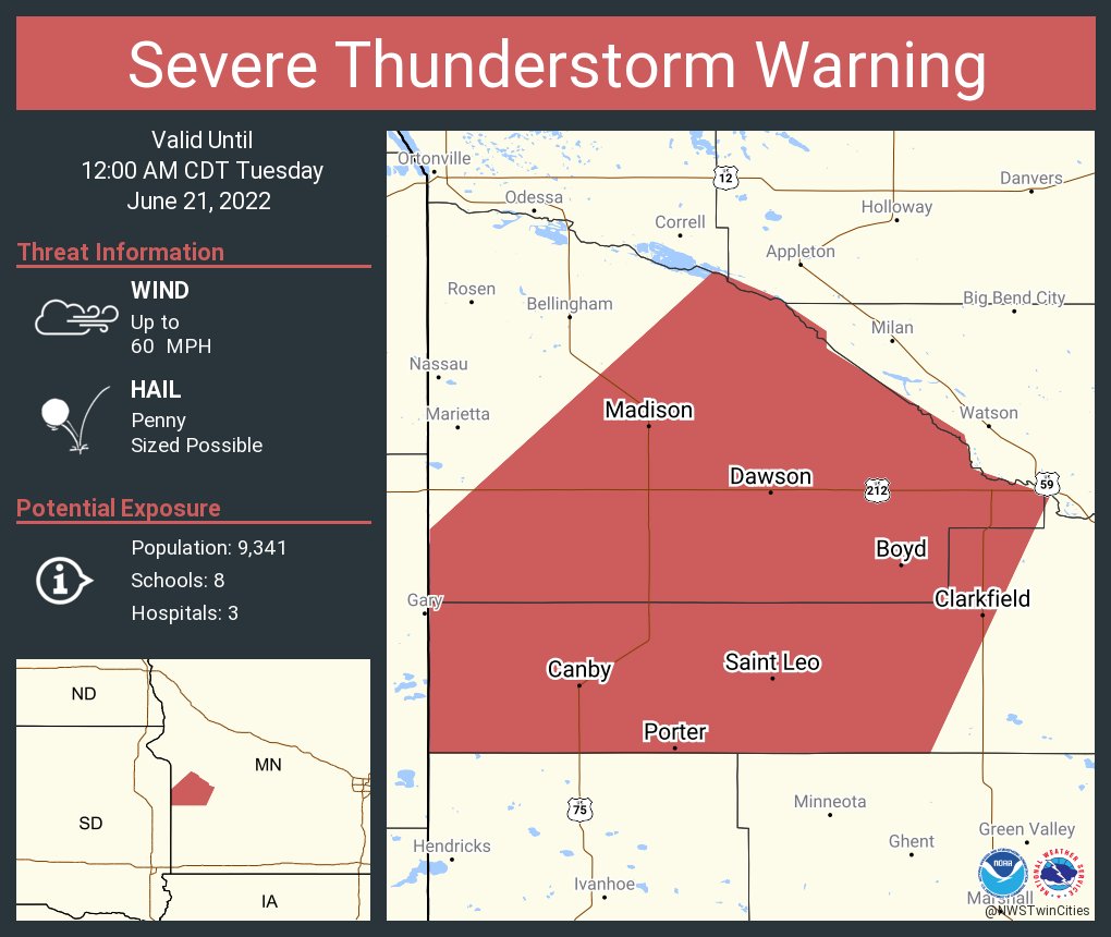 NWS Twin Cities on Twitter "Severe Thunderstorm Warning including