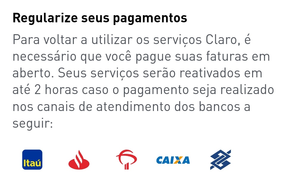 Freire1000's tweet photo. @ClaroBrasil 
Paguei a minha conta com atraso pelo Bradesco. 
Me falaram que até duas horas estava habilitado.
#MENTIRA #FAKENEWS 

Sempre somos encanados por essas operadoras.

Cadê os órgãos competentes para nós defender @idec  @proconspoficial @AnatelGovBR https://t.co/BRoupGLuoA