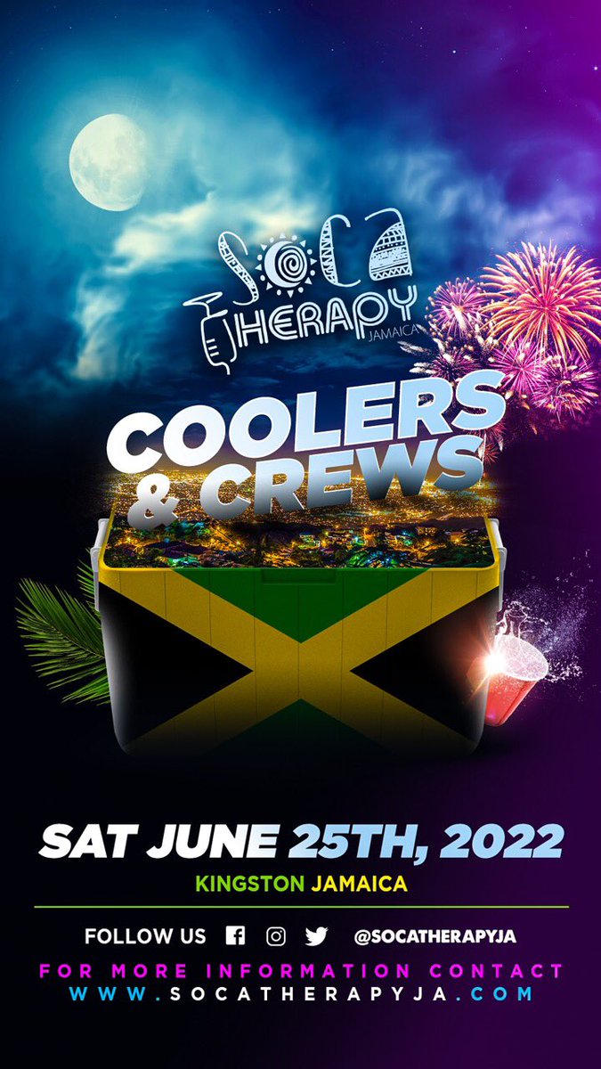 SocaTherapyJa's tweet photo. Have you gotten your tickets yet? #SocaTherapyJa tickets available on @GustazosJamaica or at our 🎫 outlets! The time of your life is THIS Saturday June 25th @ the Kingston, Waterfront! https://t.co/5i3e5IVdGa