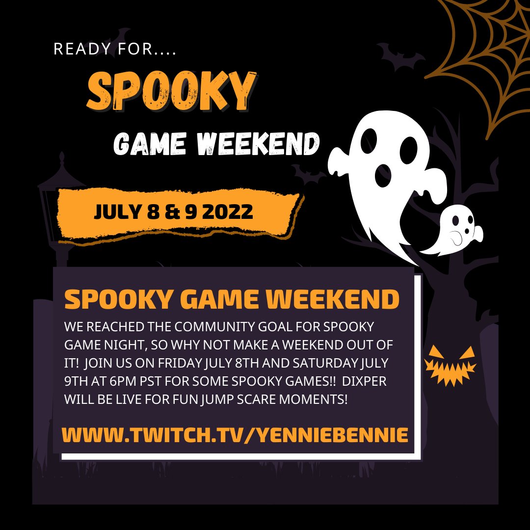 yennbenn's tweet photo. Spooky game weekend coming up on July 8th and 9th at 6PM PST! Come watch me cry!๐๐ป #twitch #twitchstreamer #gamergirl #spookygames #scarygames #scarygamenight #dixper
https://t.co/oFsizmiMlm https://t.co/upfFN5ek0d