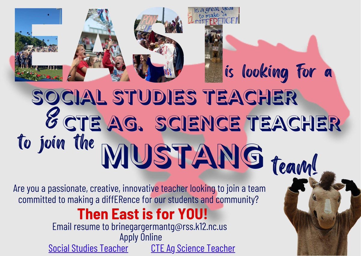 Want to join a committed group of educators making a diffERence for students?  Then East is for you.  Now hiring a social studies teacher and CTE agriculture science teacher.  Learn more and join us for an exciting year!  #wEReast rssk12.ted.peopleadmin.com/hire/ViewJob.a…
rssk12.ted.peopleadmin.com/hire/ViewJob.a…