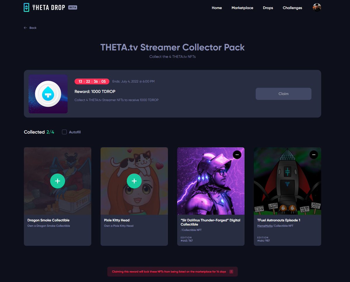 Scoop up that 4/4 for 1000 $TDROP on <a href="/ThetaDrop/">ThetaDrop</a> 
thetadrop.com/challenge/ch_6…

<a href="/PixieKittie_/">pixiekittie</a>
<a href="/Meme_Mafiatv/">Meme_Mafia</a>
<a href="/DaVirusOfficial/">Da Virus 🦠</a>
@TheTASmoke 

$THETA