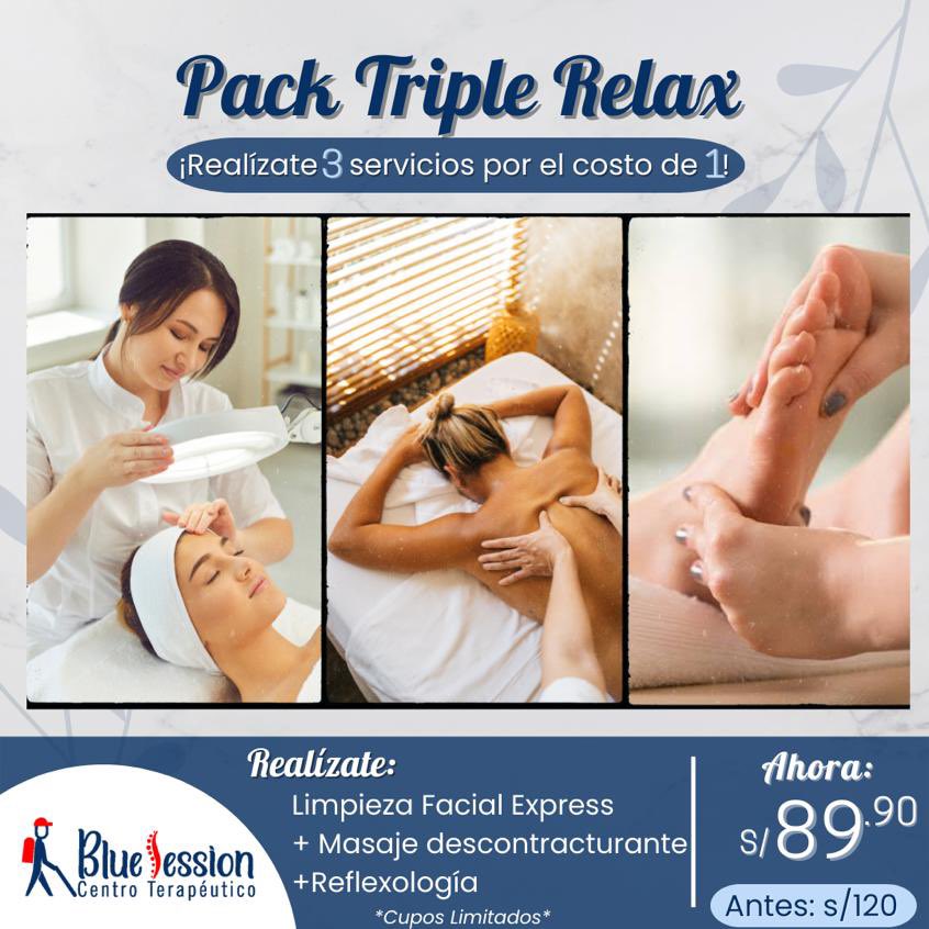 bluesession_pe's tweet photo. 🔥 Pack triple relax🔥
Hazte tres servicios con un súper descuento.
Realízate:
✅ Masaje descontracturante
✅ Reflexología
✅ limpieza Facial Express
💰A solo S/.89.
Precio normal S/.120
🚨Contamos con cupos limitados 
📱 https://t.co/EiCqgmnA3e https://t.co/9vgFZaMXR4
