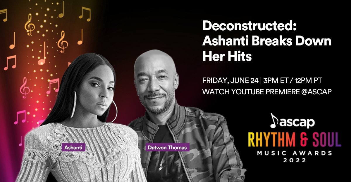 On Friday June 24 at 3PM ET, @ashanti will speak with @VibeMagazine Editor-in-Chief @Daydog about the 20-year legacy of her history-making debut album, Ashanti, during a special #ASCAPAwards x #ASCAPExperience YouTube Premiere. 

RSVP for Watch Link > bit.ly/3b8MTL2