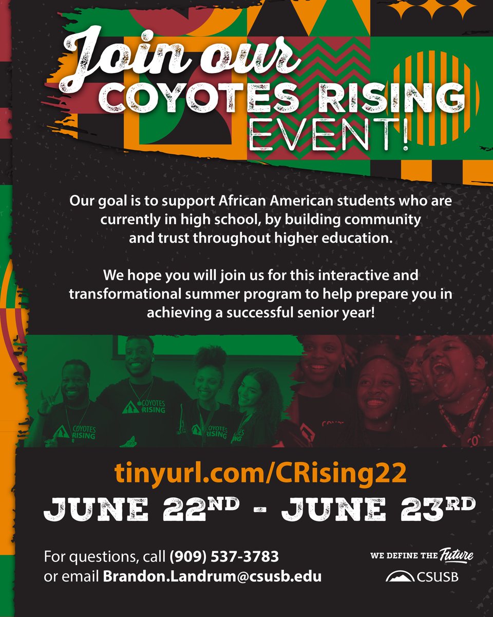 CSUSBAdmissions's tweet photo. Two more days! πβ¨
Sign up and we will see you then!!
β’
#CSUSB #CSUSBAdmissions #Coyote4Life #coyotesrising https://t.co/BNiHW2LgFE