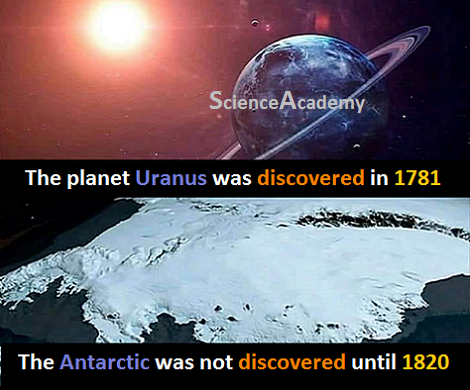 Academ18Academy's tweet photo. The planet #Uranus was discovered in 1781. The #Antarctic was not discovered until 1820.#ScienceAcademy https://t.co/qN1OuAHDAz