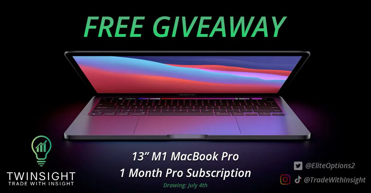 EliteOptionsTrader (@eliteoptions2) on Twitter photo 🚨 MACBOOK PRO #GIVEAWAY 🚨
- 13" M2 MACBOOK PRO 💻
- 1 MONTH PRO SUBSCRIPTION 📈
To Enter 👇👇
✅ Follow <a href="/EliteOptions2/">EliteOptionsTrader</a>
✅ Retweet AND Like this post
✅ Follow us on instagram.com/tradewithinsig…
$ES_F $QQQ $SPX #Trading #Giveaways 🚨 MACBOOK PRO #GIVEAWAY 🚨
- 13" M2 MACBOOK PRO 💻
- 1 MONTH PRO SUBSCRIPTION 📈
To Enter 👇👇
✅ Follow <a href="/EliteOptions2/">EliteOptionsTrader</a>
✅ Retweet AND Like this post
✅ Follow us on instagram.com/tradewithinsig…
$ES_F $QQQ $SPX #Trading #Giveaways