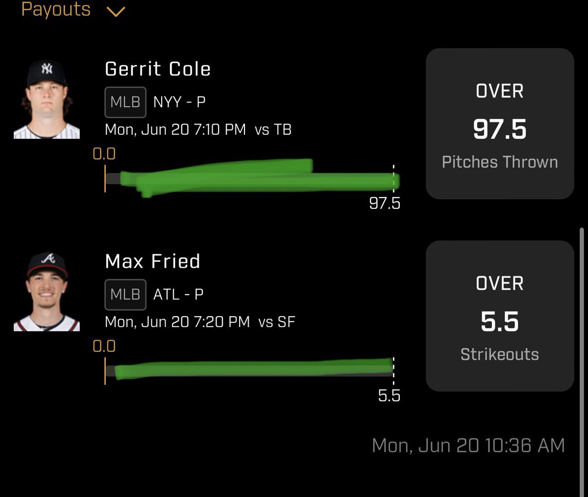 KashOutDFS's tweet photo. Challenge Complete EASY MONEY ‼️ ✅✅✅🤑🤑#GamblingTwitter #PlayerProps #PrizePicks #NBAPicks #FreePicks #underdogfantasy #KashOutKalls #MLBPicks  more green today stay tuned https://t.co/4c8tUfNnEa