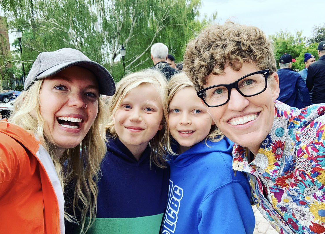 The boys &amp; I finally got to meet everyone’s favourite MLGay, <a href="/JanisIrwin/">Janis Irwin</a>, as she was a special guest at the Pride Flag Raising Ceremony in #yql! We love her &amp; what she stands for &amp; she liked my shirt so I’m going to ride that high for the next month or so. 😝🌈 #happypride #beyou