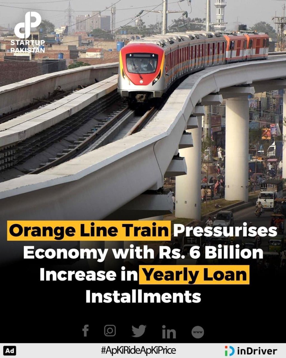 لاہور کی اورینج ٹرین شدید مالی بحران کا شکار۔اس سروس پر سالانہ 6بلین روپئے کے حساب سے قرض واجب الادا ہے۔
اقساط ادا نہیں کئے گئے ۔
اللّہ اس نظام پر رحم کرے ۔