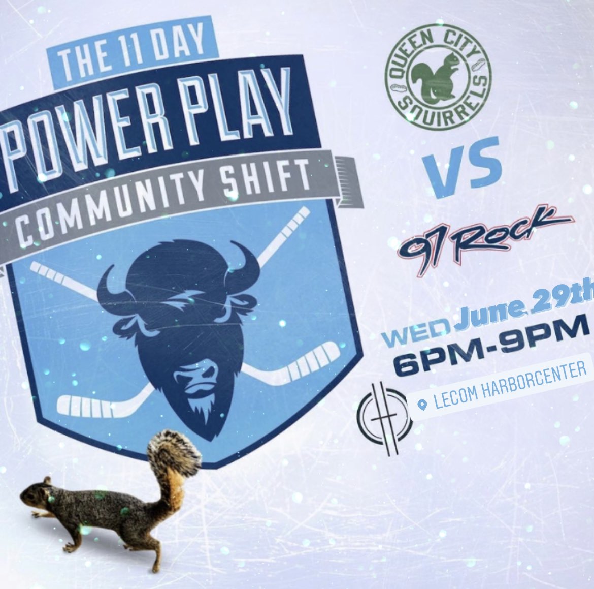 Don’t forget the puck drops this Thursday to start the @11DayPowerPlay Community Shift. Opening ceremonies start at 6pm and then our big rivalry is back against @DJJickster & @97RockBuffalo on June 29th from 6pm - 9pm!! #GoNuts #PuttingCancerOnIce