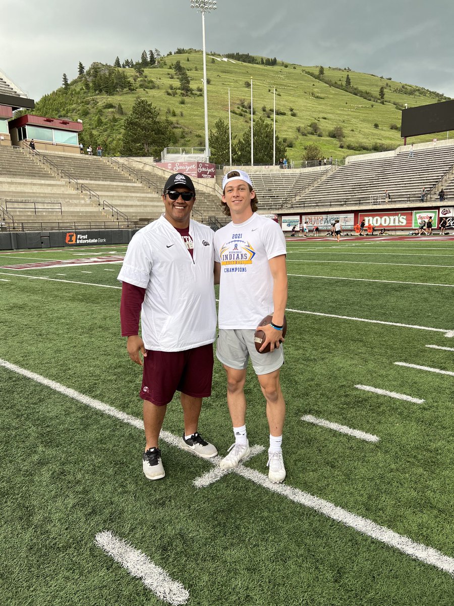 Thank you Coach Hauck, Coach Green, Coach Rosenbach, and the University of Montana for a great experience at the 2022 QB/WR camp.
Go Griz!
⁦<a href="/Coach_Hauck/">Coach Bobby Hauck</a>⁩ 
⁦@GrizCoachGreen⁩ 
⁦<a href="/coach_rosy/">Timm Rosenbach</a>⁩ 
⁦<a href="/MontanaGrizFB/">Montana Griz Football</a>⁩