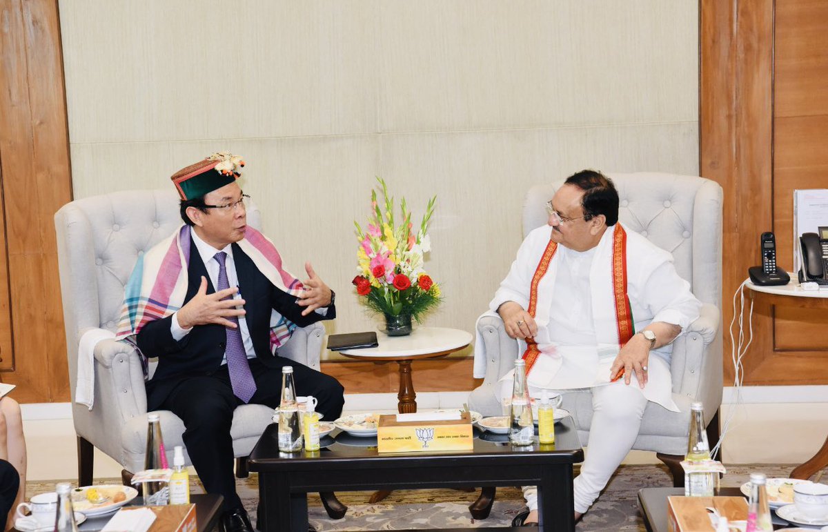 Pham Sanh Chau (@sanhchaupham) on Twitter photo For the first time a senior leader of Communist Party of Vietnam Shri Nguyen Van Nen met BJP President Shri <a href="/JPNadda/">Jagat Prakash Nadda</a> ji at BJP HQ. Both the leaders discussed ways to deepen party-to-party relationship. Gen Sec Shri <a href="/blsanthosh/">B L Santhosh</a> Ji too was present. For the first time a senior leader of Communist Party of Vietnam Shri Nguyen Van Nen met BJP President Shri <a href="/JPNadda/">Jagat Prakash Nadda</a> ji at BJP HQ. Both the leaders discussed ways to deepen party-to-party relationship. Gen Sec Shri <a href="/blsanthosh/">B L Santhosh</a> Ji too was present.