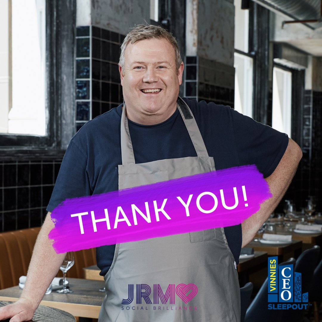 WE DID IT! Thanks to all who donated to James' <a href="/CEOSleepout/">CEOSleepout</a> fundraiser. Your donations make a huge difference to 116k homeless Aussies. If you'd like to donate, it's not too late: loom.ly/2w3yQ7I
Thanks &amp; good luck James!
#CEOSleepout #jrmsocialbrilliance #jrmhospitality