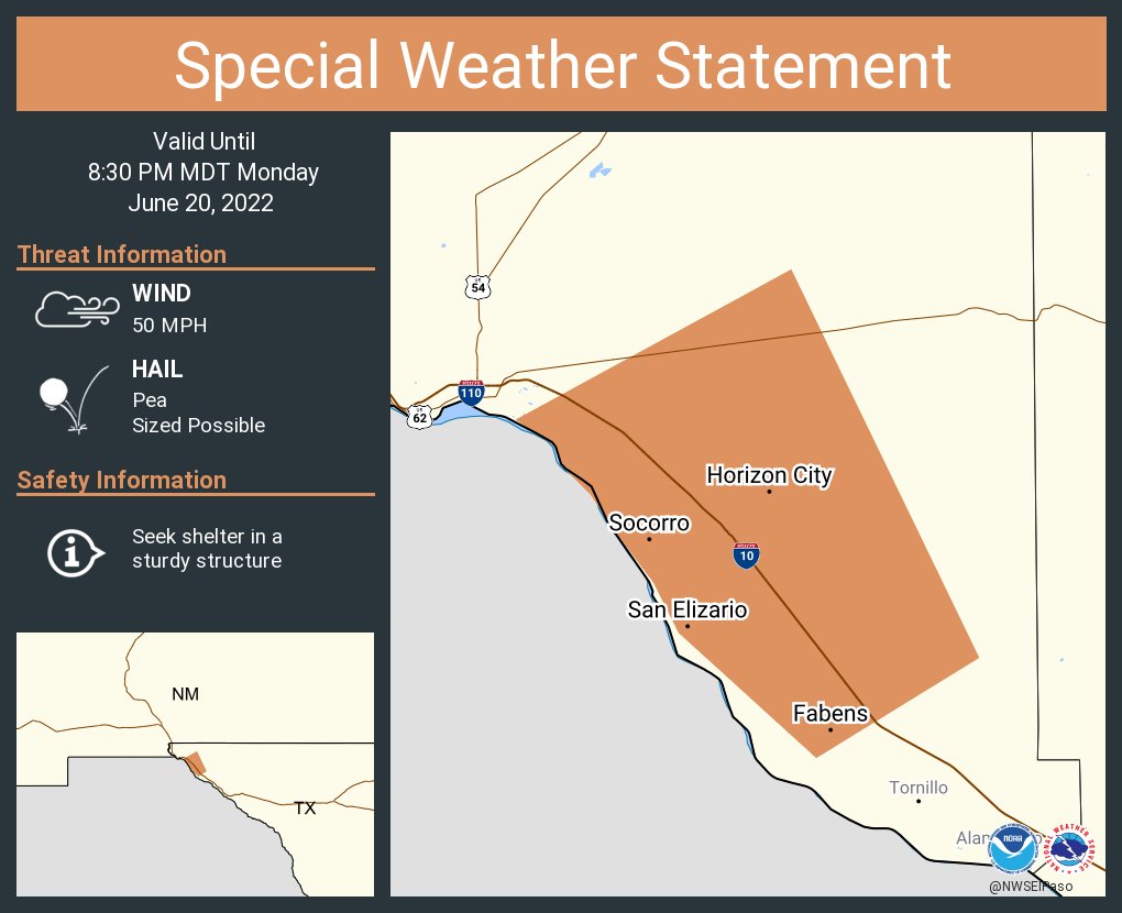 NWS El Paso on Twitter "A special weather statement has been issued