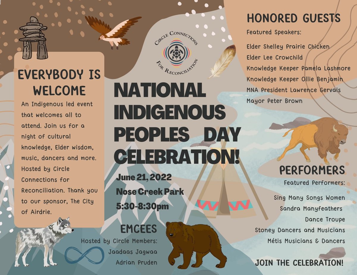 BCHSChargers's tweet photo. If you’re looking for ways to participate in #NationalIndigenousPeoplesDay head down to Nose Creek Park for 5:30pm tomorrow, June 21st. 
#rvsed https://t.co/hYrusojj98