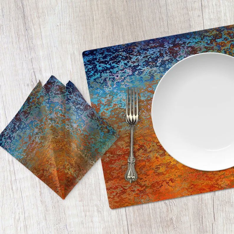 Wakaleka's tweet photo. Burnt Orange and Blue Modern Abstract Art Placemat and Napkins | Etsy https://t.co/AI7YiBgshJ https://t.co/HGKVb7AMj1