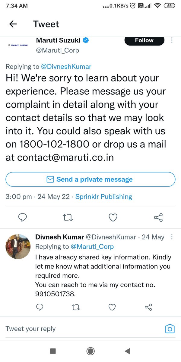 DivneshKumar's tweet photo. @CVRAMAN61 sir i am also attaching all communication done with Maruti so far. https://t.co/VzNAIIbUb5