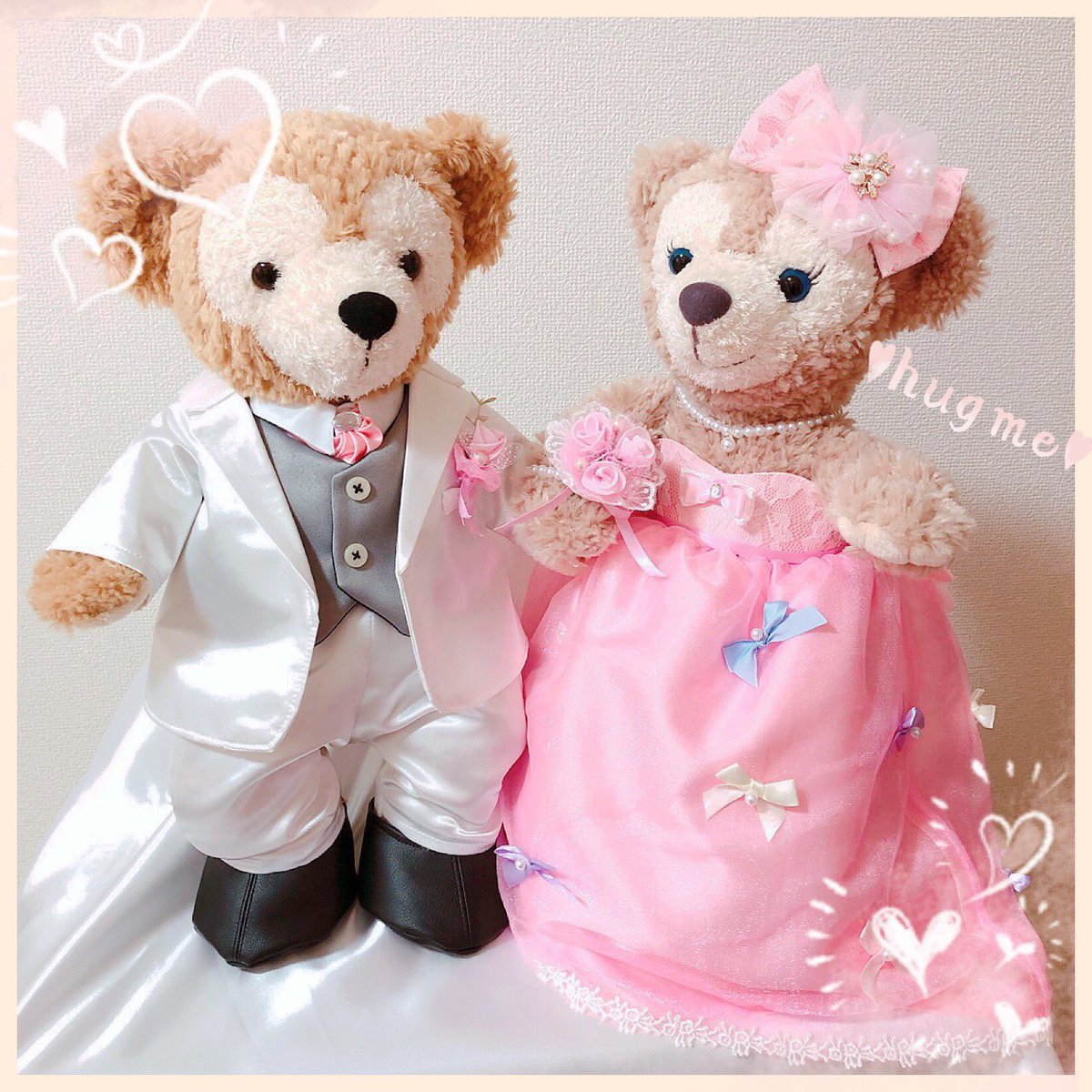 Coco_091230's tweet photo. ダッフィーくん＆シェリーメイちゃんのコスチュームが出来上がりました♪

無料型紙工房ことろ様 (@cotoro_net )、
ぬいペ様 (@nuinuipe ) 
の型紙を使用・参考にさせて頂きました。
ありがとうございます🙏 https://t.co/oyG3TgxQs7