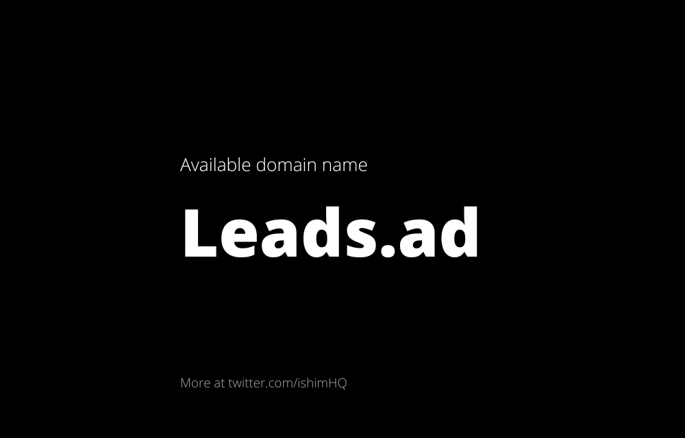 ishimHQ's tweet photo. Available domain today. About 45% of TLDs were registered with the name "leads"

#domains #leads https://t.co/evY9zpRnfE