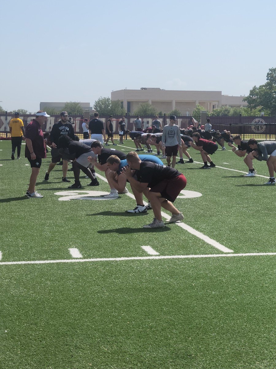 RHISD_Athletics's tweet photo. Jimbo Fisher Football Camp at Texas A&amp;M - Caleb Laster (sr) &amp; Joshua Laster (soph) @AggieFootball @RHHS_Bobcats @RHISD_Athletics https://t.co/G1axntaatJ
