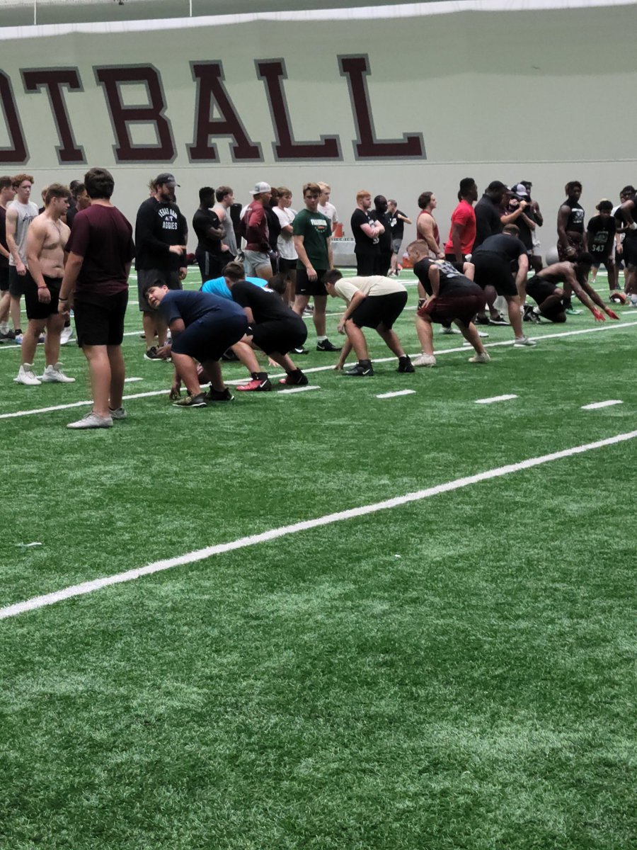 RHISD_Athletics's tweet photo. Jimbo Fisher Football Camp at Texas A&amp;M - Caleb Laster (sr) &amp; Joshua Laster (soph) @AggieFootball @RHHS_Bobcats @RHISD_Athletics https://t.co/G1axntaatJ