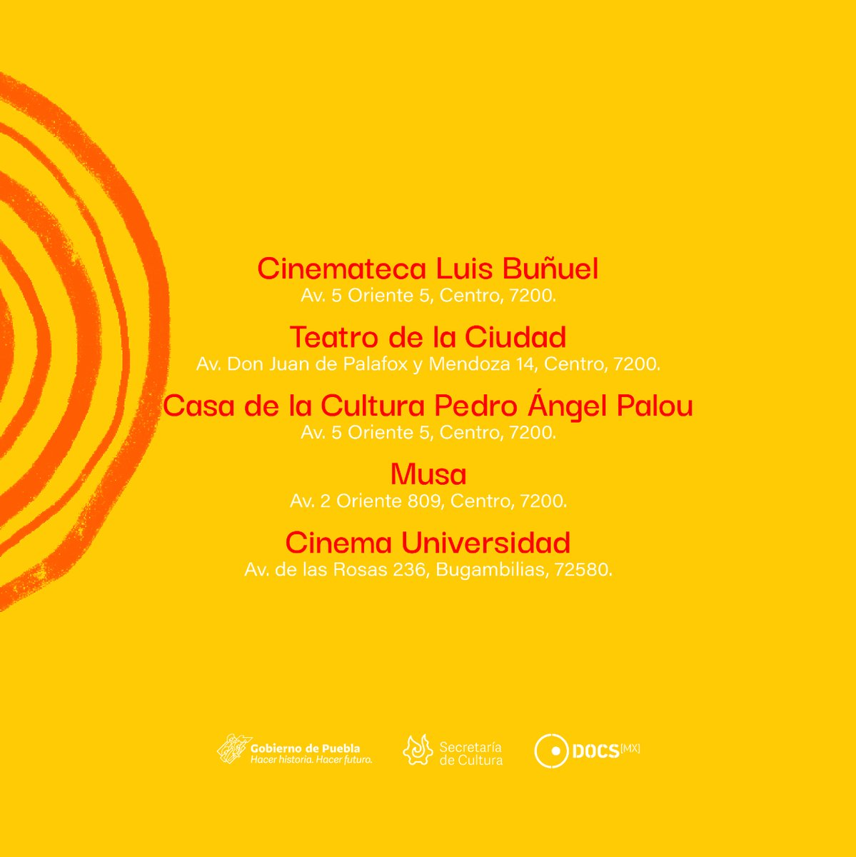 DocsMX's tweet image. Conoce las sedes donde podremos disfrutar todo lo que hemos preparado en la quinta edición de #DocsPuebla2022. 👁🗨

Más información: docsmx.org