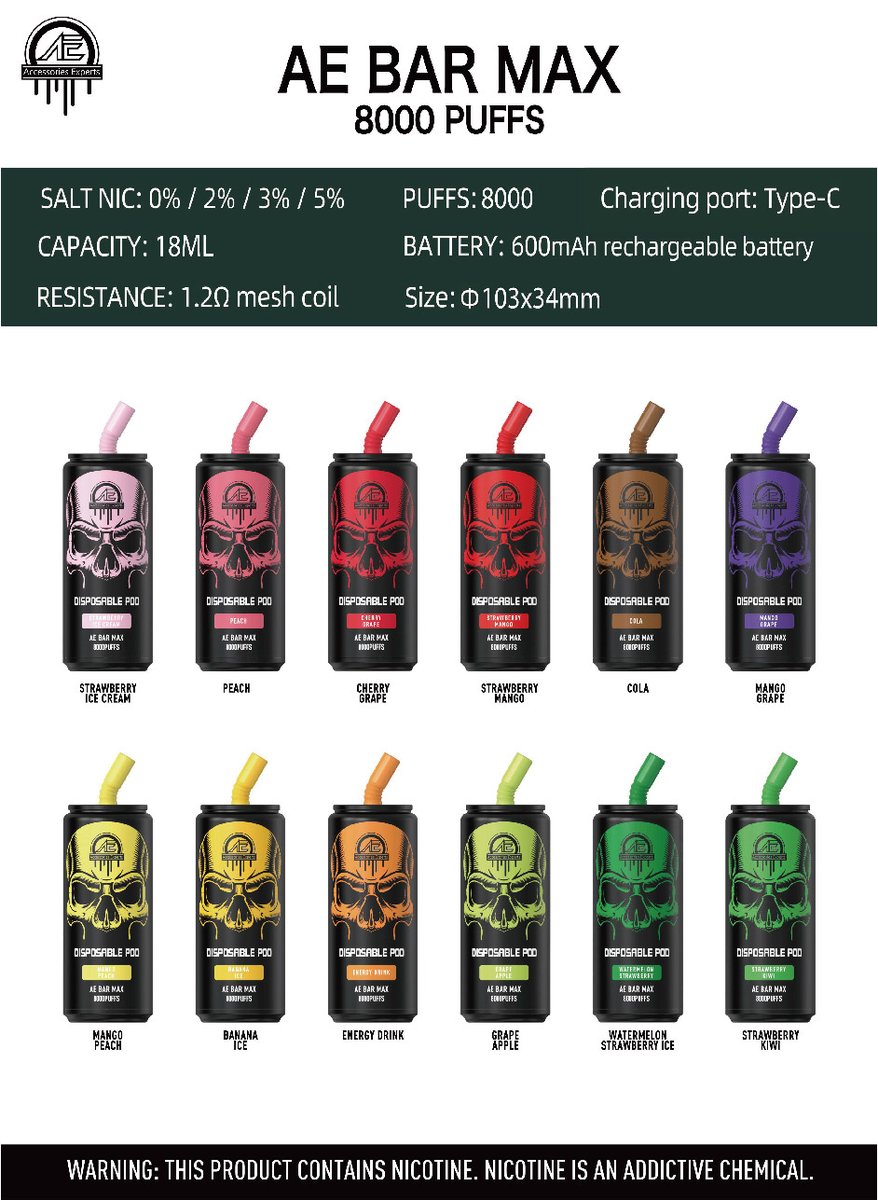 Mike69753754's tweet photo. AE Bar Max 8000 puffs disposables is hot selling, welcome to contact us.
#aebar #aebardisposable #aebarmax8000puffs #aedisposable #aevape #aevapor #thinkvape #disposablevape
WhatsApp/ WeChat: +86 135 3816 4073
Skype: ThinkVape Mike
Email: info@thinkvap.com https://t.co/WUv73FYZfV