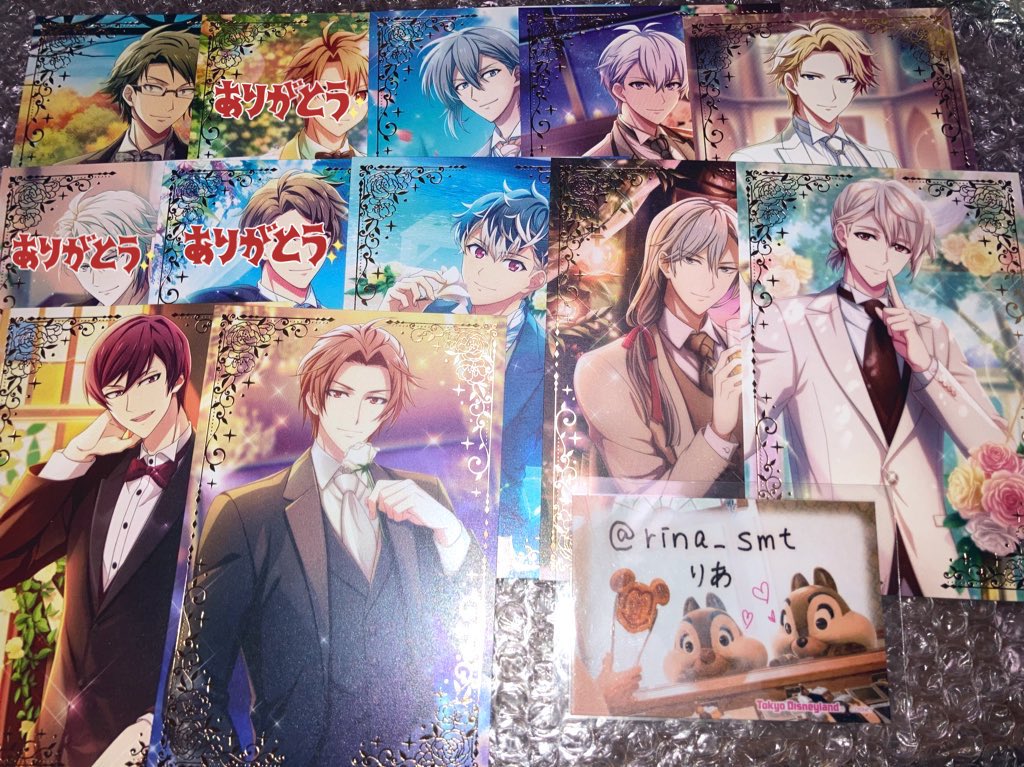 rina_smt's tweet photo. 【交換譲渡】
アイナナ アイドリッシュセブン マリマリ Marie Mariage ハート型缶バッジ 箔押しポストカード アニメイト特典 ブロマイド

譲) 画像参照
大和、三月、環、壮五、ナギ、楽、龍之介、百、千、巳波、虎於、トウマ

求)
一織、悠or定価＋送料

悠は単体❌
一織と同数以下で求めております。 https://t.co/OrE1Czoihz