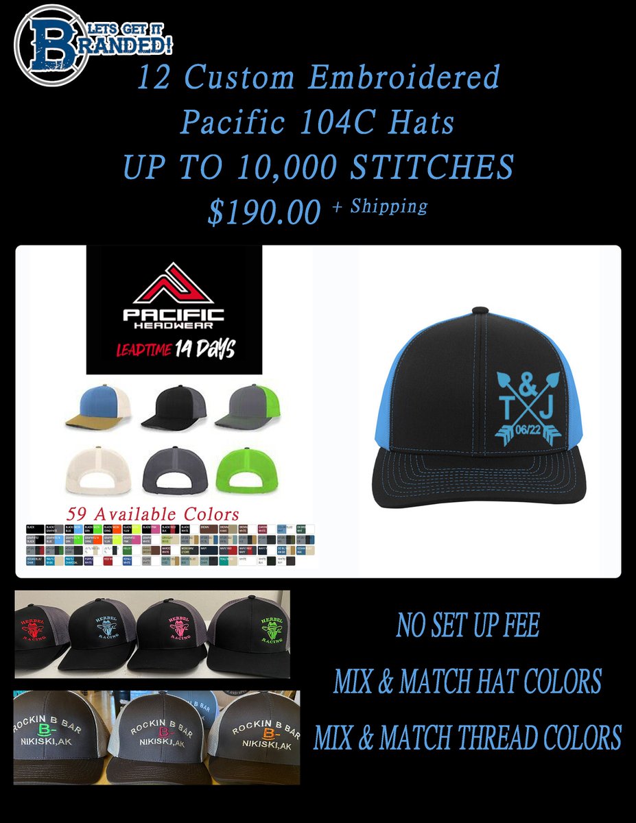 Candy7895's tweet image. Excited to share the latest addition to my #etsy shop: 12 Custom Embroidered Pacific 104C Trucker Hats|59 Colors|Mix Match etsy.me/3zRmzzI #black #bachelorparty #independenceday #blue #athletic #pacificheadwear #hats #customtumbler #bundle