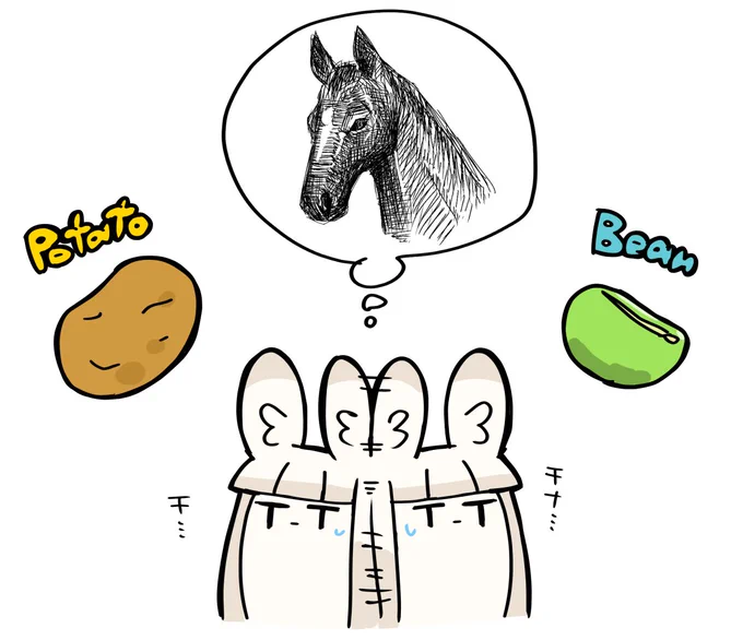 芋とか豆って呼ばれてるみたいです(馬です) 