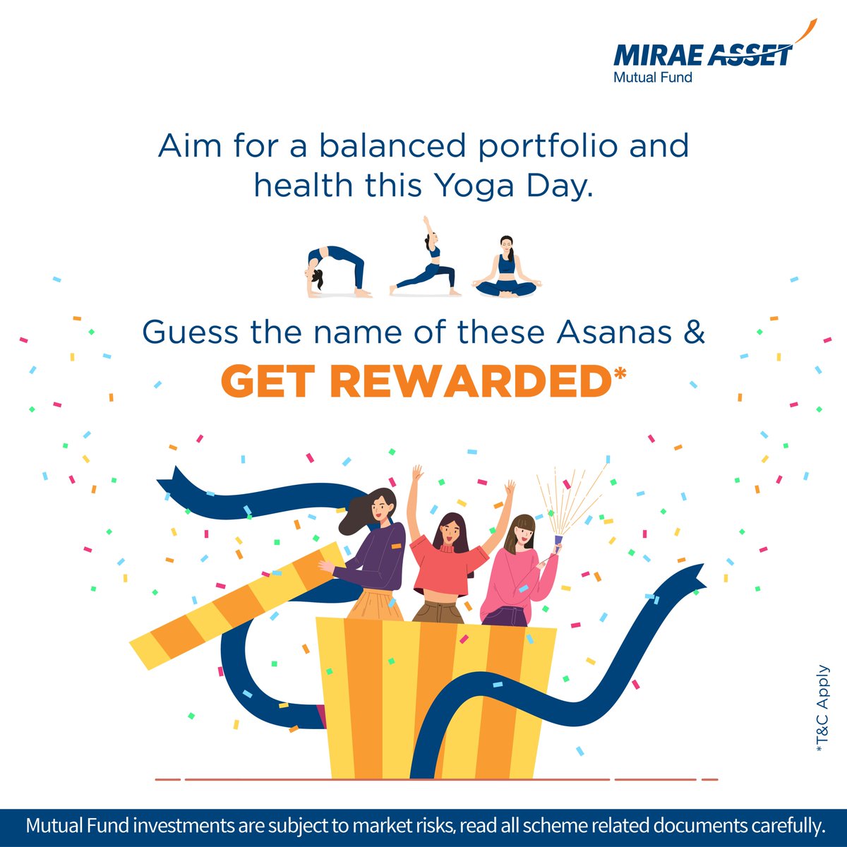 MiraeAsset_IN's tweet photo. On the longest day of the year, aim to improve your health and finance for long term
Terms and Conditions - https://t.co/rzLGIzWy4g
#miraeassetmutualfund #internationalyogaday #internationalyogaday2022 #yoga #quiz #contestallert #yogadaycontest #contest #fitness https://t.co/Khq5G4b3x0