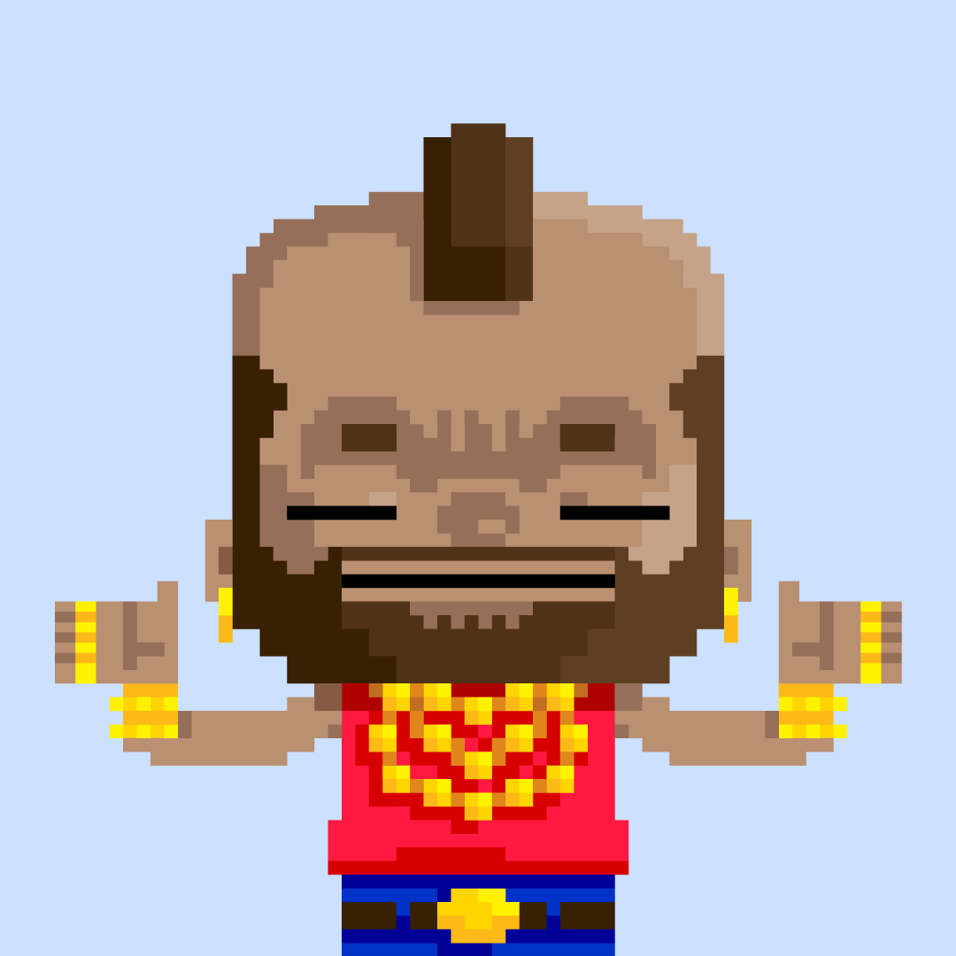 GM GM
Stay awesome &amp; pity the fool😎
Let's go!
-
⏱️5 DAYS⏱️
#CRYPT0M3H5 DROP 0⃣1⃣0⃣
📅 26 JUNE 2022
👁️M3H5 #0096

1/1, 0.0048 WETH
opensea.io/collection/cry…
-
#NFT #PolygonNFT #NFT宣伝枠 #nftpixelart #pfpNFT #NFTCommunity