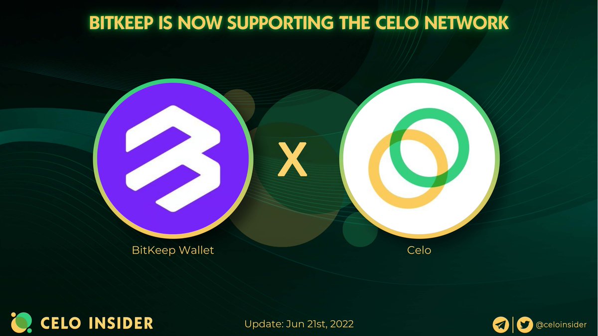 celo_insider's tweet photo. The @CeloOrg network is receiving more support as it deserves 🥰
We are proud to announce that @BitKeepOS is now supporting the #Celo Mainnet. Hold and transact using $CELO, $cUSD, $cEUR, and $cREAL 🎉
Link to wallet 👉 https://t.co/kszPpXhsWW
#CeloNetwork #BitKeep #CELO https://t.co/OD8Er4s0QK