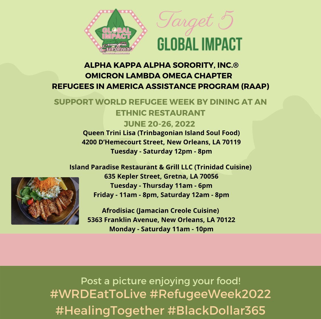 AKA_OLQNola's tweet photo. Refugee Week is back in person for 2022. As we Celebrate the contributions, resilience and history of those who have sought sanctuary. Food says we are welcome! Experience dishes from different cultures as part of a Refugee Week Event. #OLQEatToLive https://t.co/OmIJBcOUDV
