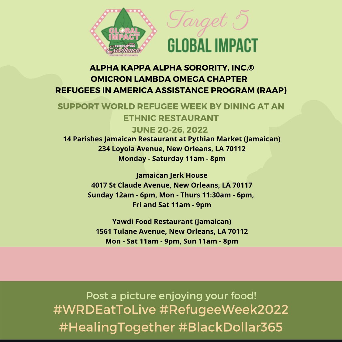 Refugee Week is back in person for 2022.  As we Celebrate the contributions, resilience and history of those who have sought sanctuary.  Food says we are welcome!  Experience dishes from different cultures as part of a Refugee Week Event.  #OLQEatToLive