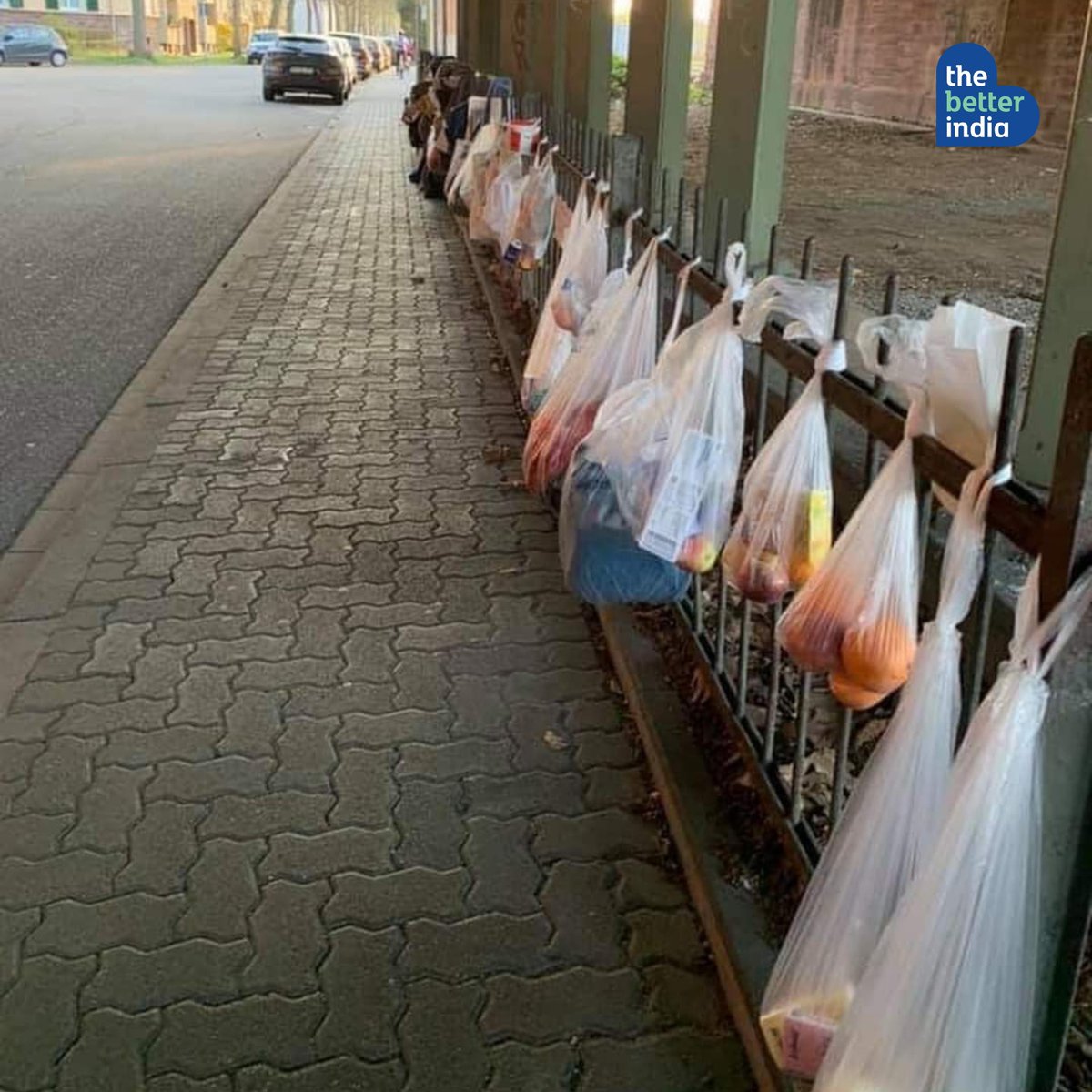 thebetterindia's tweet photo. #tuesdaymotivation #kindnessmatters 
We love the idea of these 'giving fences' from the German city of Karlsruhe.When Covid-19 caused many charitable organisations to close in Karlsruhe,these 'giving fences' have been providing sustenance to Karlsruhe’s homeless and needy. https://t.co/K6ccQ4g083